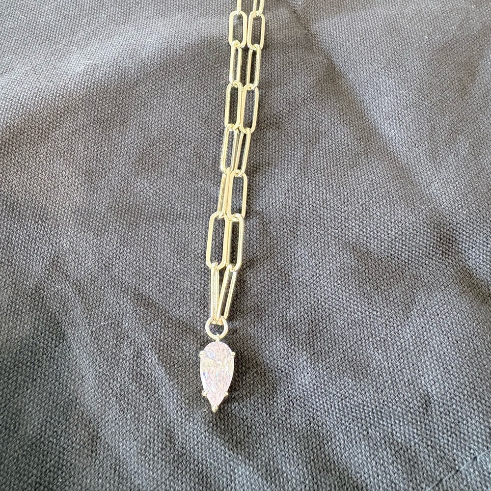 Melinda Maria Samantha Gold Paperclip Necklace with Teardrop Pendant - SOLD OUT
